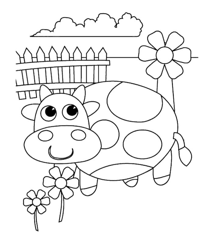 Printable Cute Cow coloring page