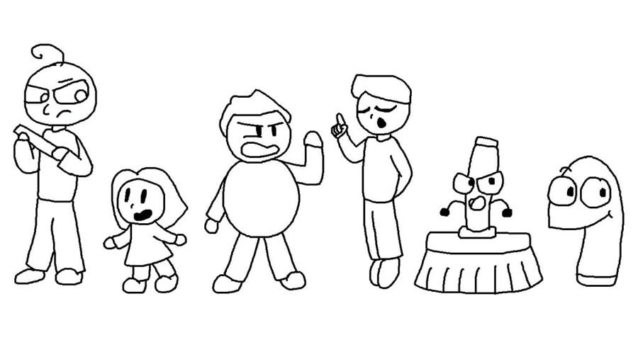 Baldi’s Basics Characters coloring page