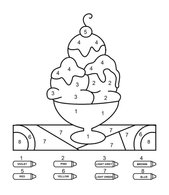 Basic Ice Cream Color By Number coloring page