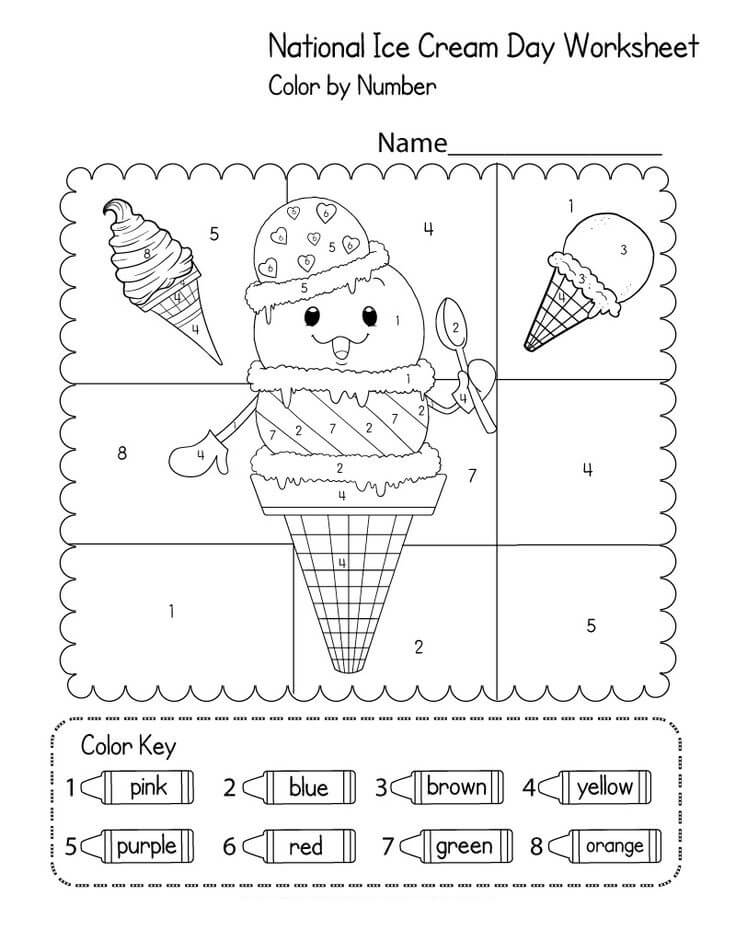 Cute Ice Cream Color By Number coloring page