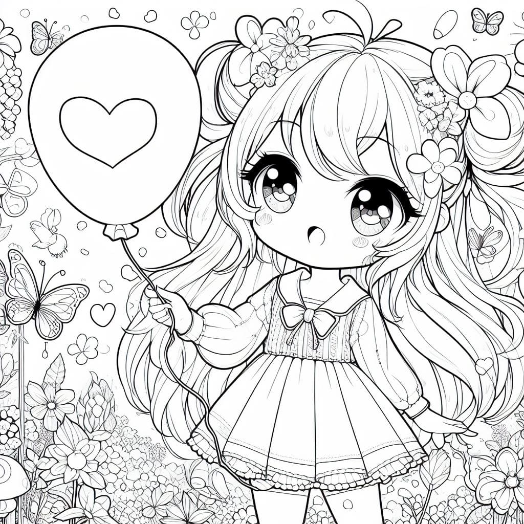 A Cute Anime Girl coloring page - Download, Print or Color Online for Free