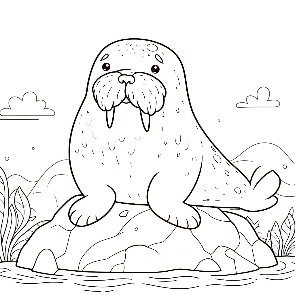 A Cute Walrus coloring page - Download, Print or Color Online for Free