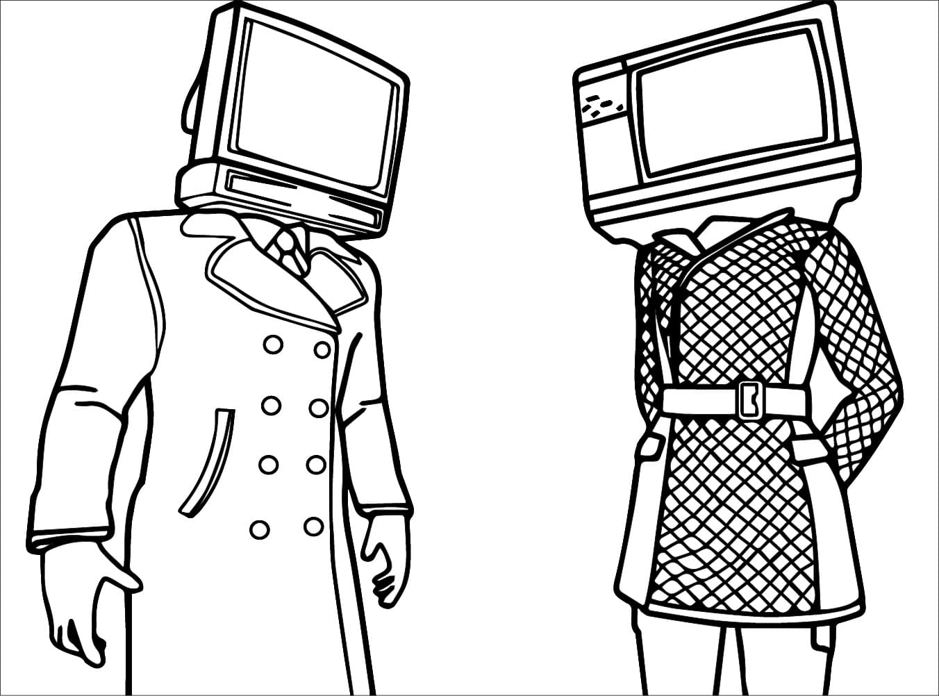 TV Man with TV Woman coloring page