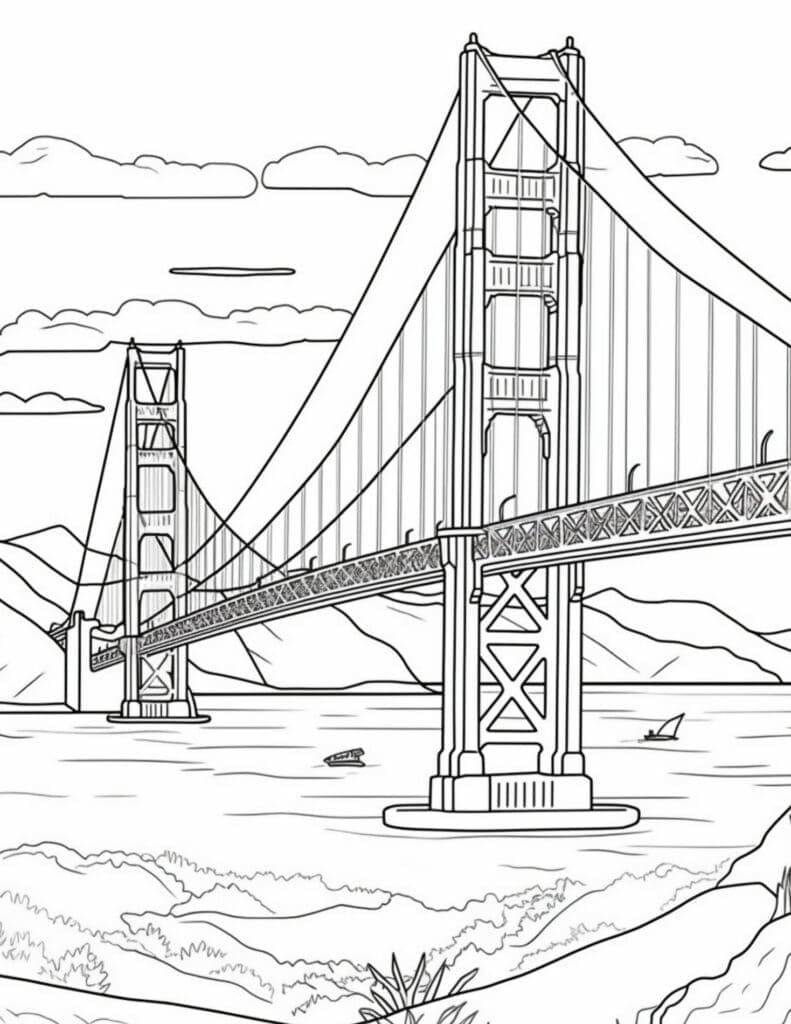 Golden Gate Bridge in San Francisco coloring page - Download, Print or ...