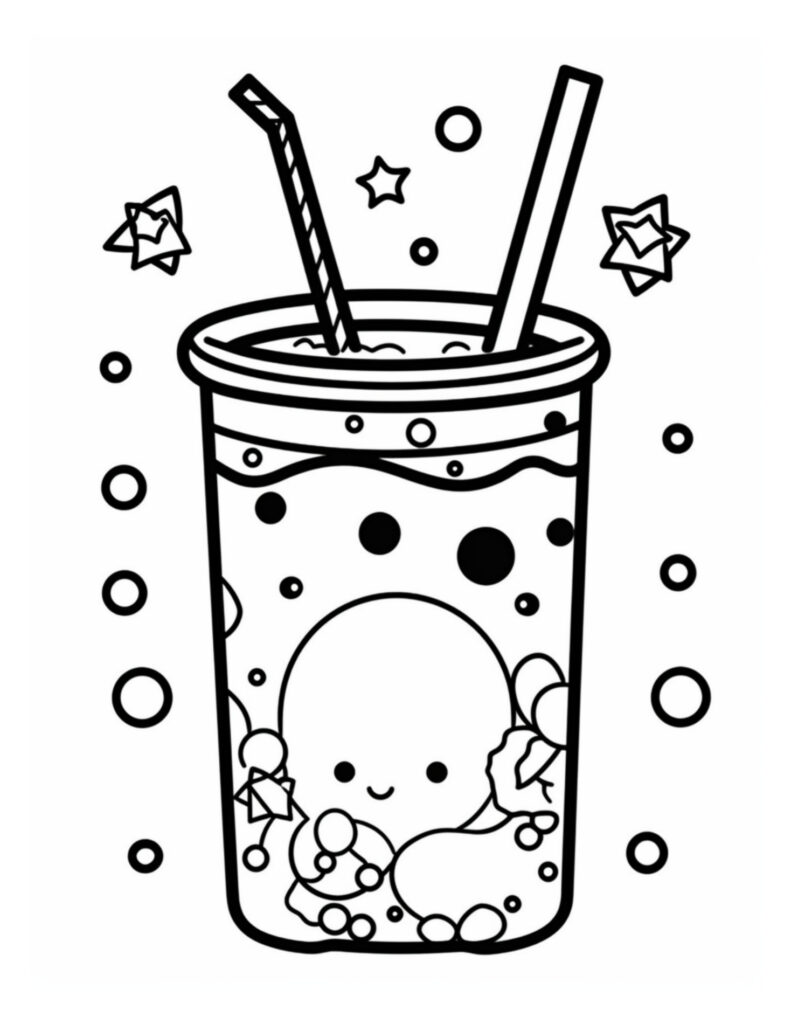 Boba Tea Coloring Pages - Coloring Nation