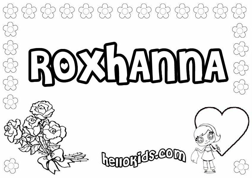 Girls Name Coloring Page, Roxhanna Girly Name To Color - Coloring Nation