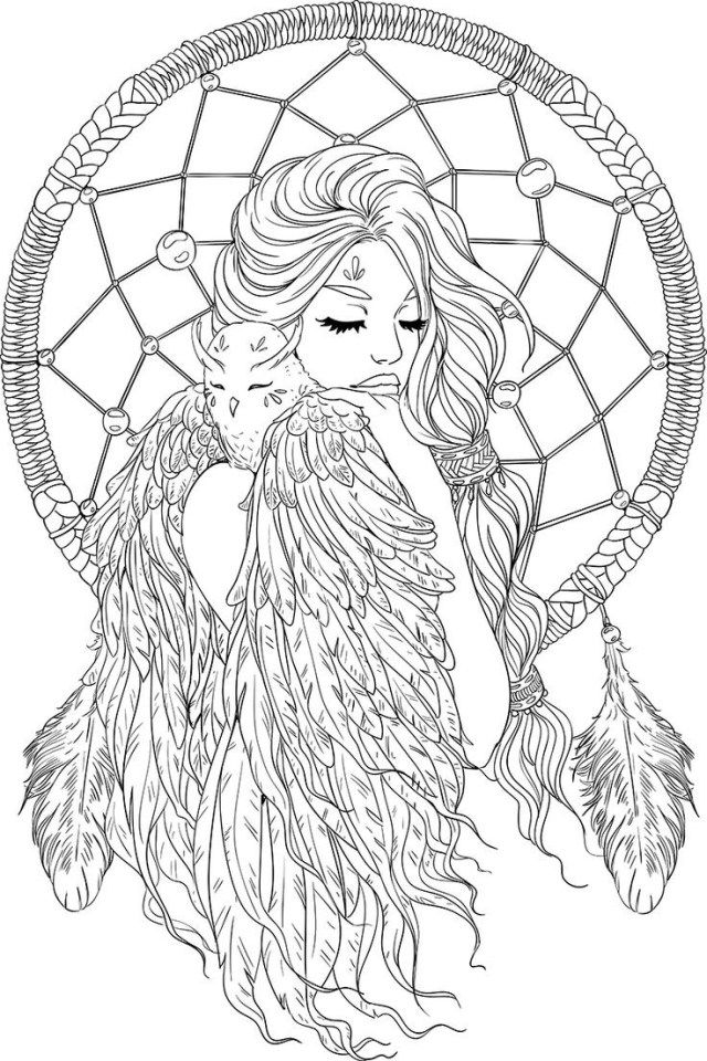 Dream catcher coloring pages, Mandala ...