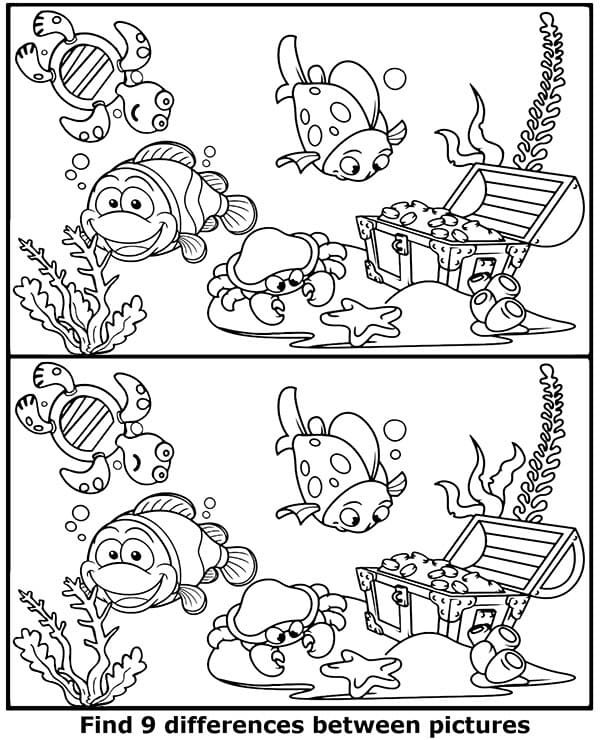 Find Nine Differences Coloring Page - Free Printable Coloring Pages for ...