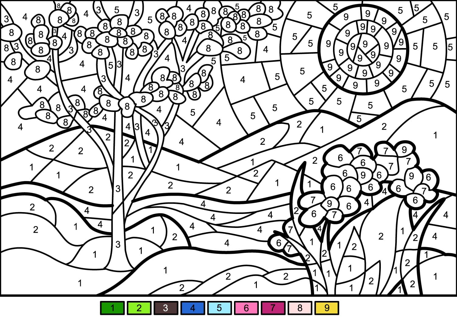 Adult and Advanced Color by Number - Free Printable Coloring Pages for Kids