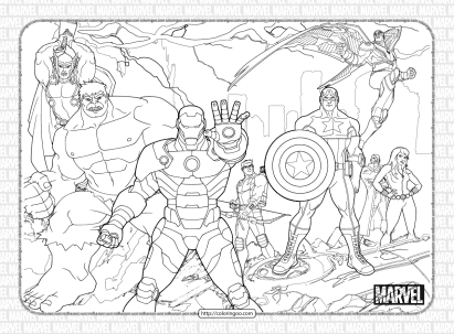 printable marvel heroes pdf coloring page