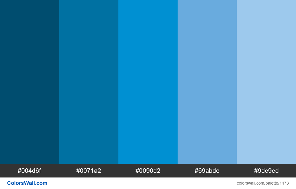 VUSA Blue colors palette #004d6f, #0071a2, #0090d2 - ColorsWall