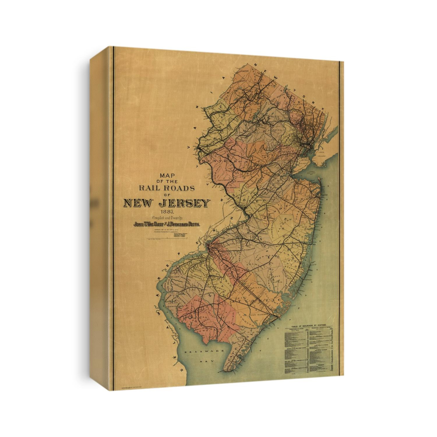 Old Map of New Jersey, 1887 Canvas Print | CanvasWorld