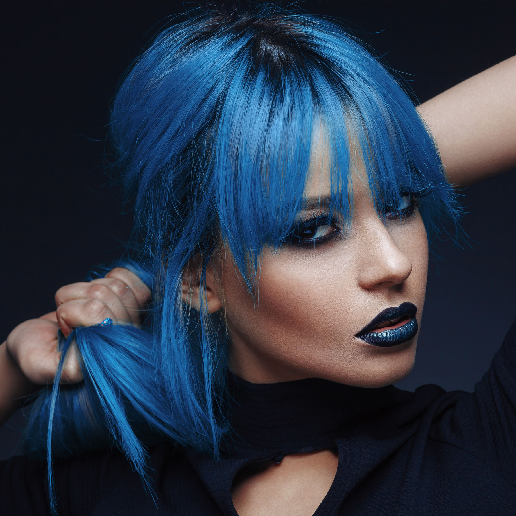 Blue haired designer