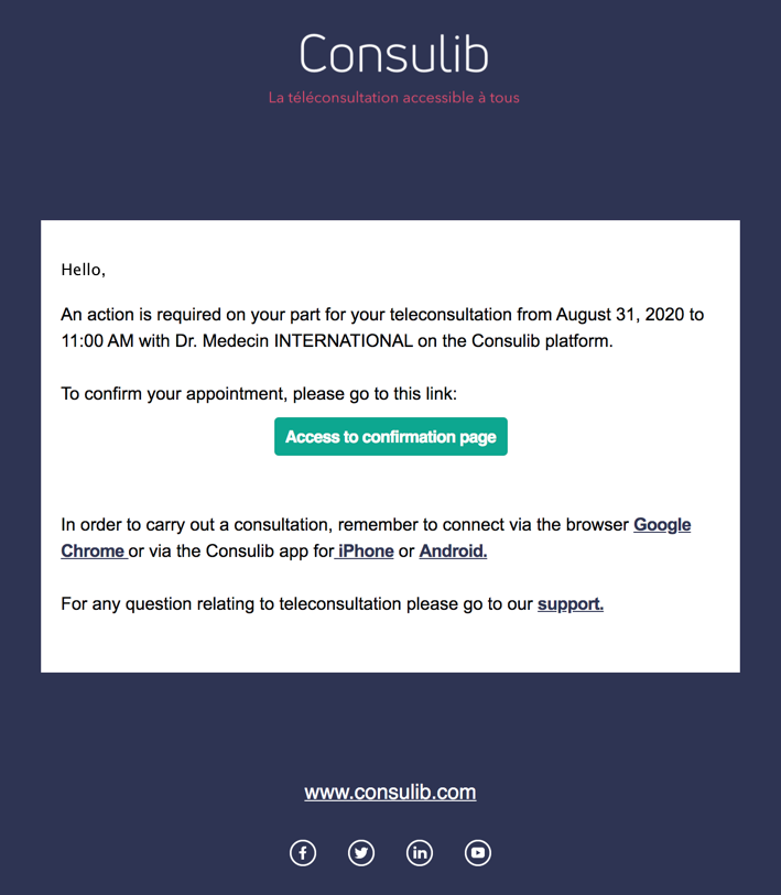 Confirm an appointment proposed by your practitioner – Consulib (Worldwide)