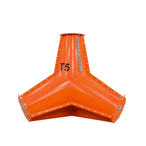 Orange steel tetrapod mold for making large concrete tetrapods of 5000 kg