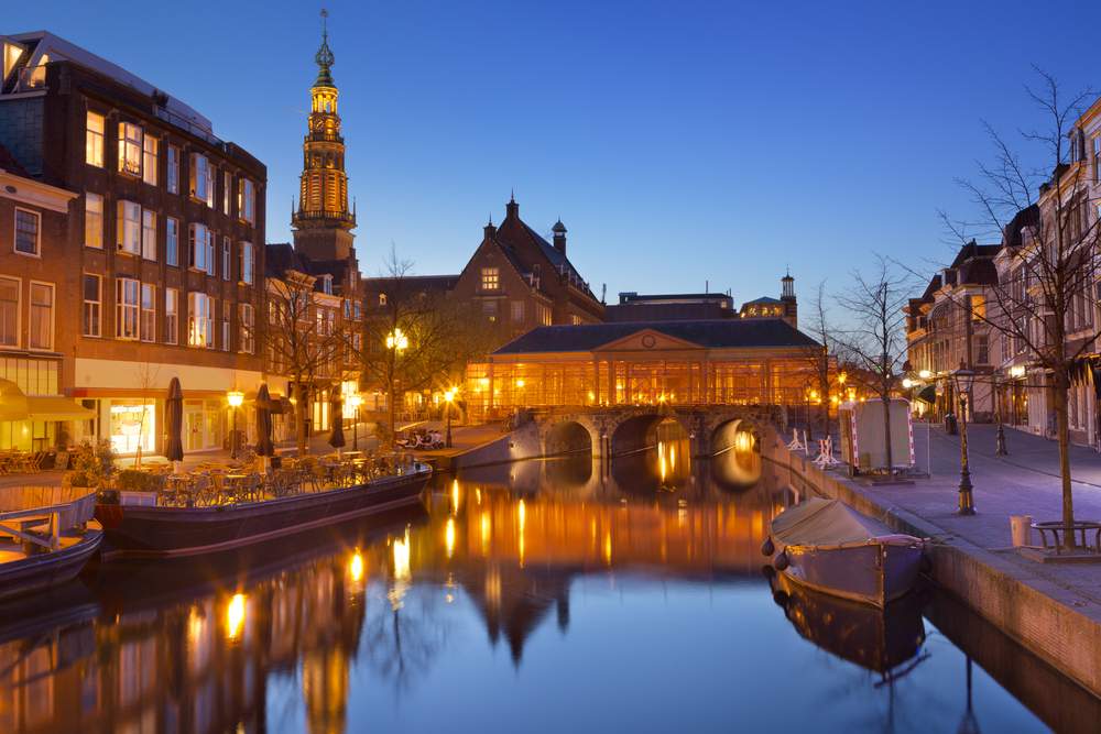 Bridge at night, Leiden, Netherlands