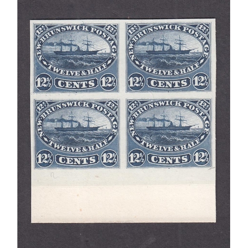 New Brunswick - 1860 12 1/2c plate proof in dark blue on thick white ...