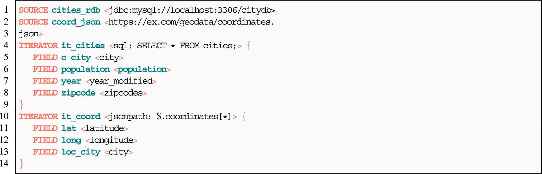 ShExML mapping file describing Fig. 3(b) and Fig. 3(c)