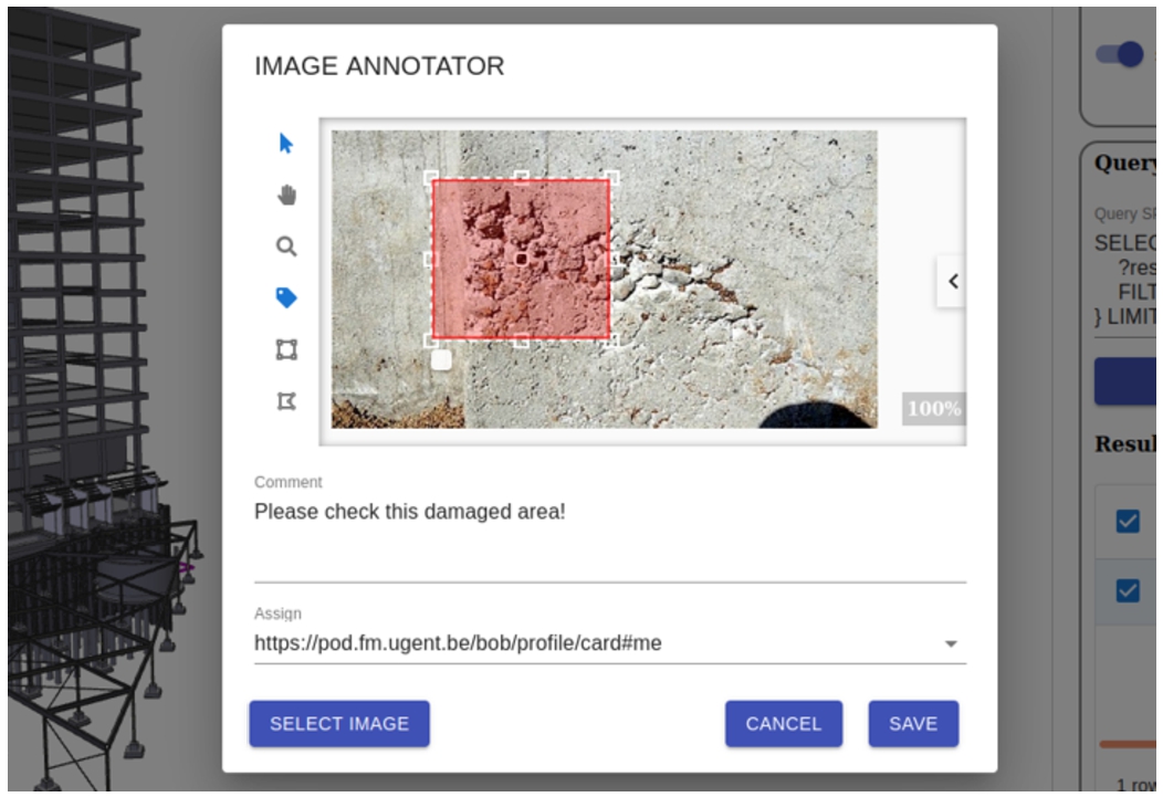 An image region annotator helps in interacting with the ecosystem in a non-technical way, implementing domain-specific views on top of it.