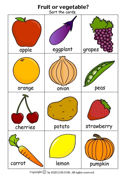 Fruits And Vegetables Worksheets Printables