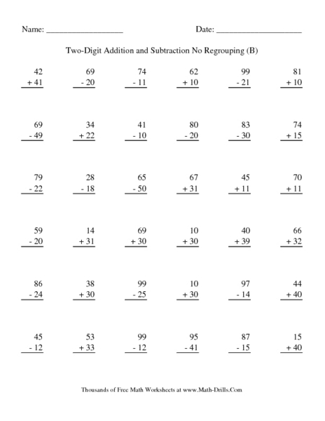 Two-Digit Addition and Subtraction No Regrouping (B) Lesson Plan for ...