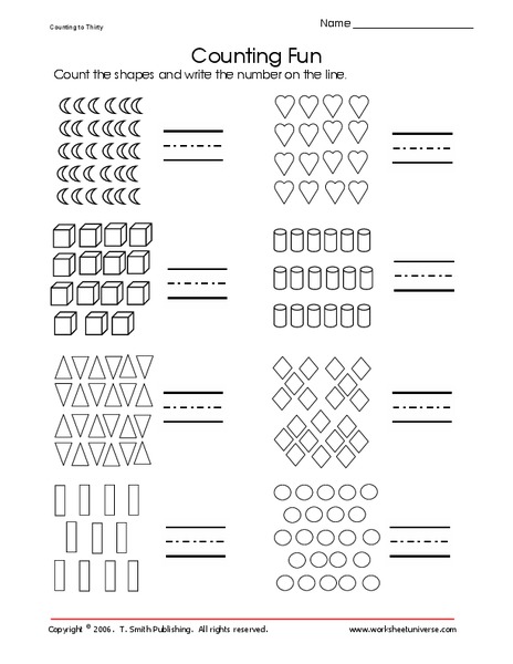 Counting Fun Worksheet for Kindergarten - 1st Grade | Lesson Planet