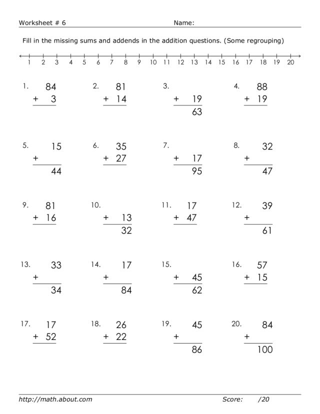 Addition: Missing Sums and Addends Worksheet for 3rd - 4th Grade ...