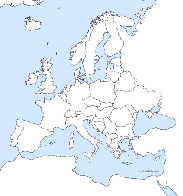 Blank Europe Map Outline Printable