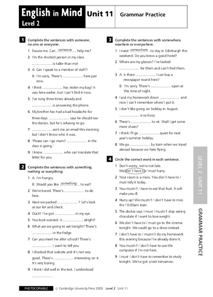 English in Mind Unit 11: Grammar Practice Lesson Plan for 6th - 7th ...