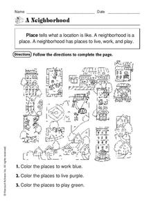 A Neighborhood Worksheet for Kindergarten - 2nd Grade | Lesson Planet