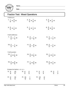 Fractions Operations Worksheet