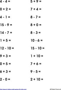 Addition and Subtraction Facts- Eleven Worksheets Worksheet for 1st ...