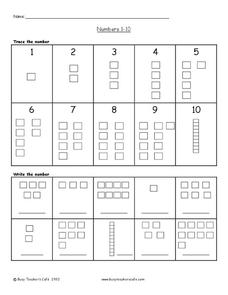 Numbers 1-10 Lesson Plan for Pre-K - Kindergarten | Lesson Planet