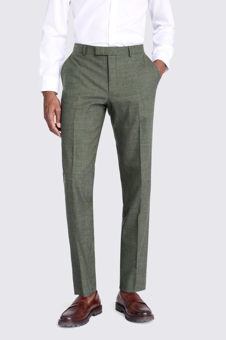 Tailored Fit Green Puppytooth Performance Trousers 