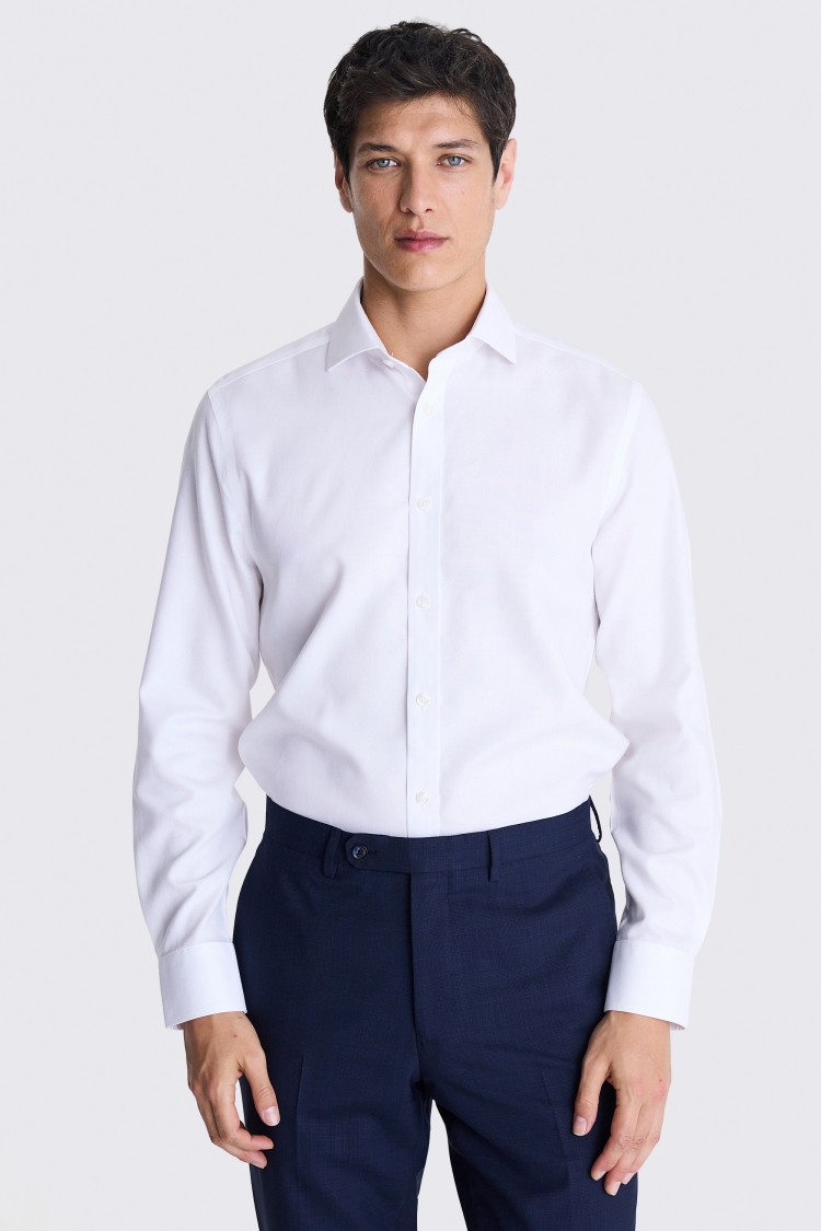 Tailored Fit White Royal Oxford Non Iron Shirt