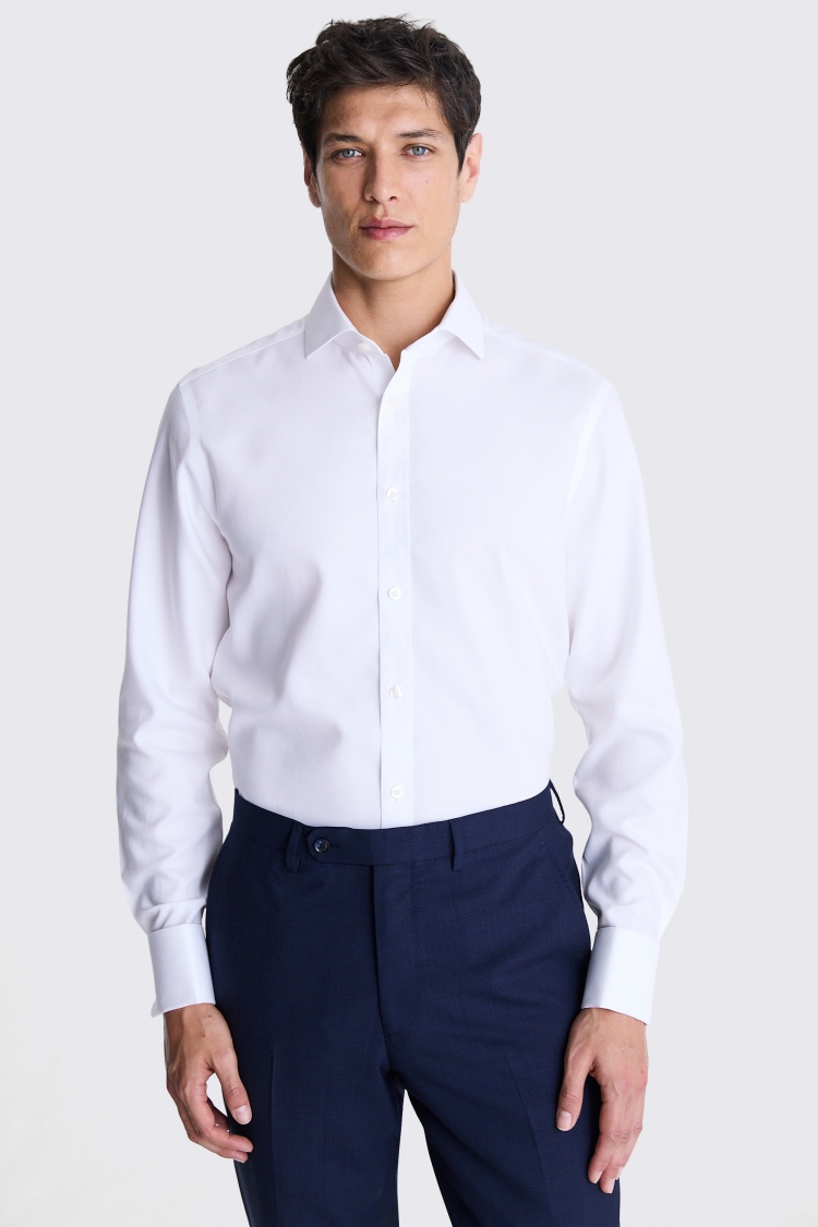 Tailored Fit White Royal Oxford Non Iron Shirt