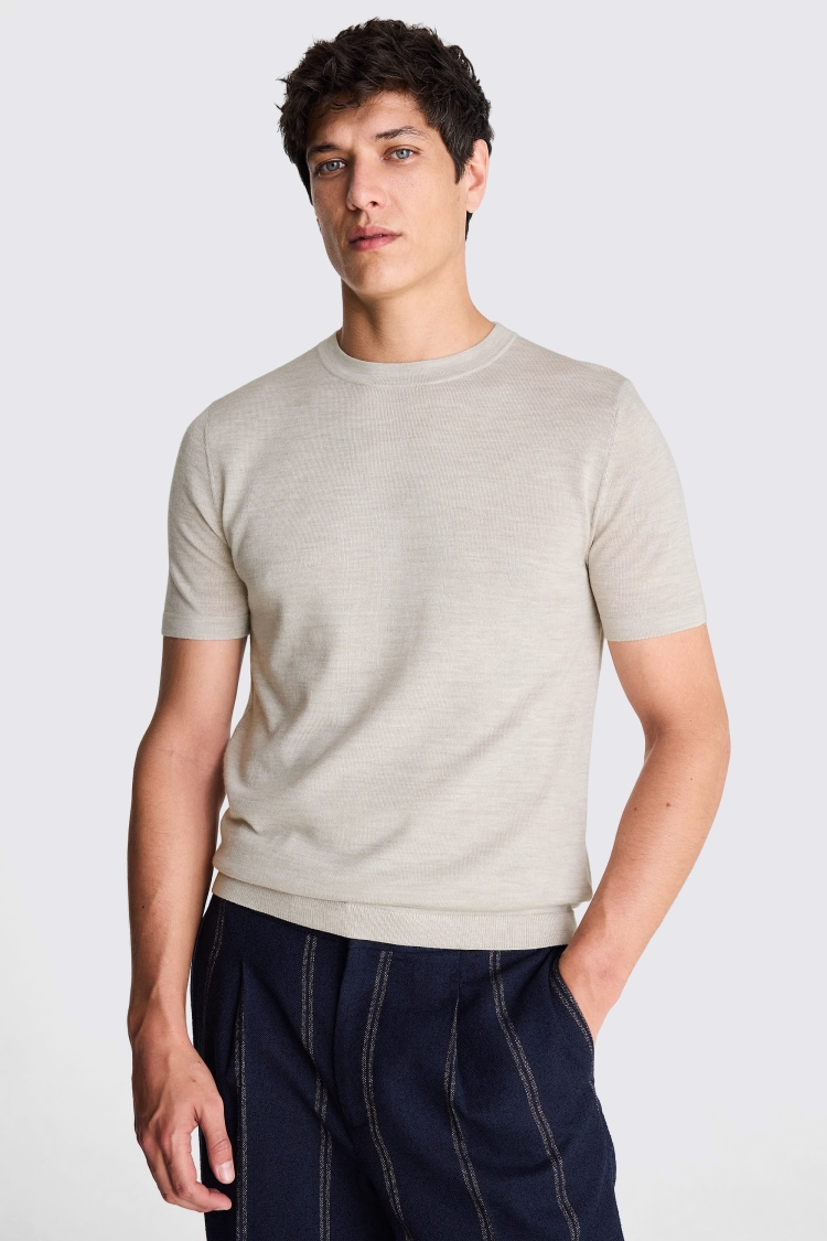 Oatmeal Merino Crew-Neck T-Shirt