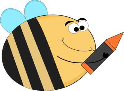 Funny Bee with an Orange Crayon