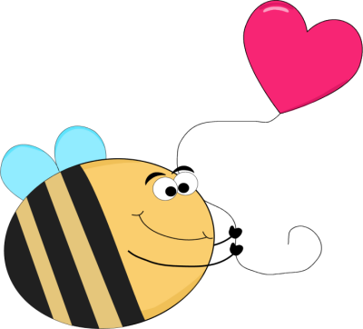 Funny Bee with a Heart Shaped Balloon