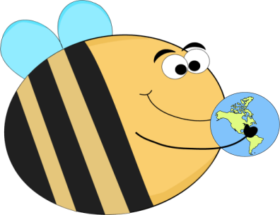 Funny Bee Holding a Globe