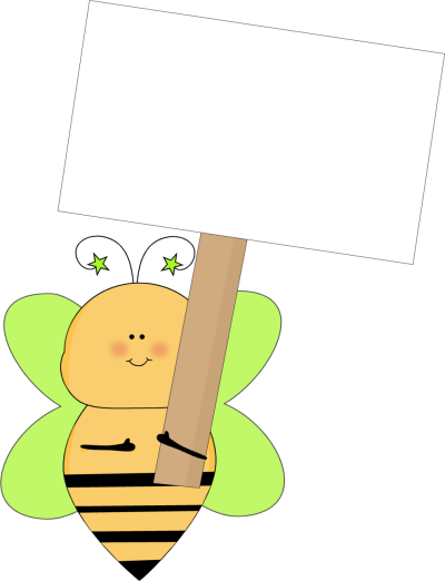 Green Star Bee Holding a Blank Sign