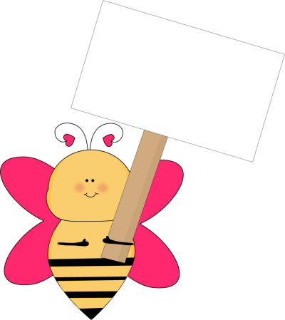 Heart Bee with a Blank Sign