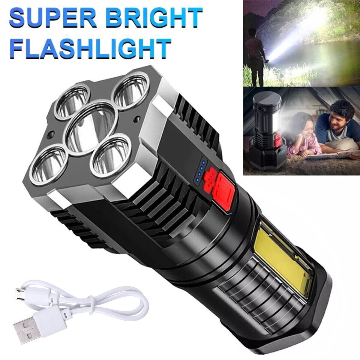 SUPER BRIGHT LED RECHARGABLE TORCH FLASHLIGHT