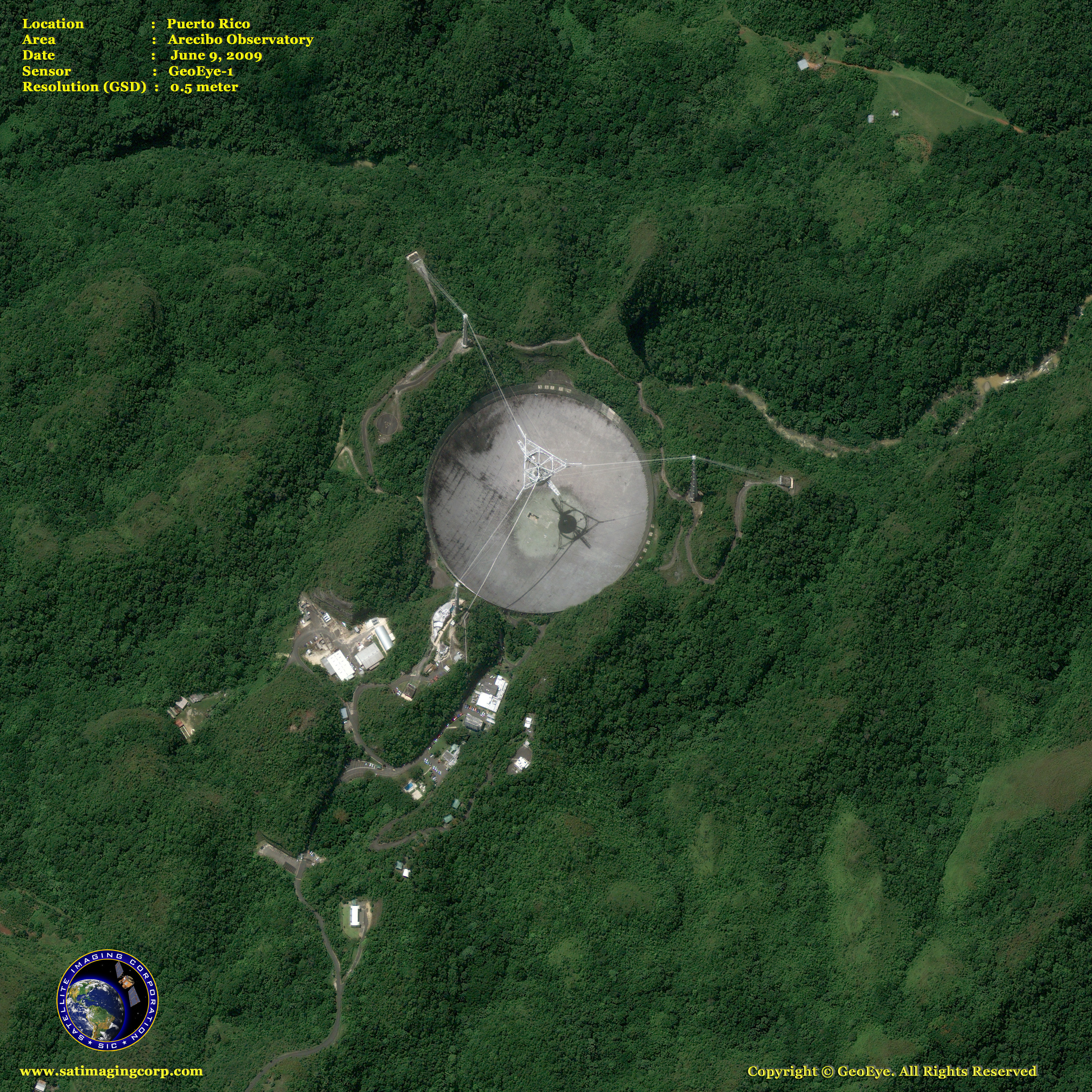 Geoeye 1 Satellite Image Arecibo Observatory Satellite