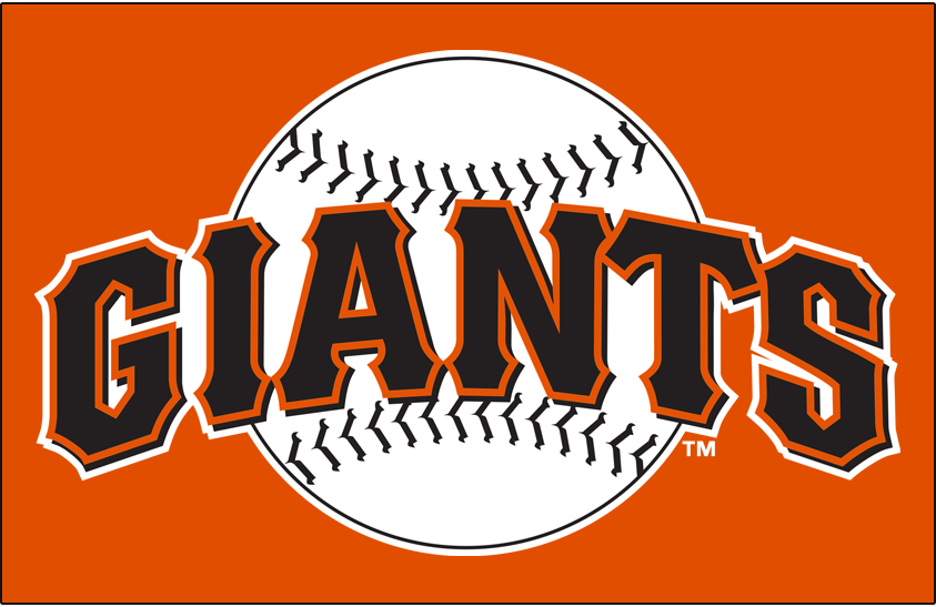 San Francisco Giants Logo Primary Dark Logo (1994-1999) - San Francisco Giants primary logo on orange SportsLogos.Net