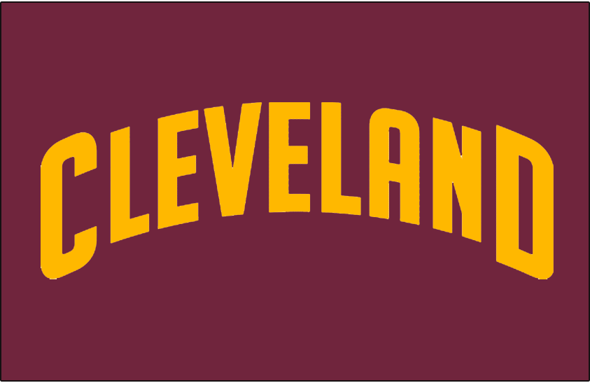 Cleveland Cavaliers Logo Jersey Logo (2010/11-2016/17) - CLEVELAND arched in yellow, worn on Cavaliers road uniform SportsLogos.Net