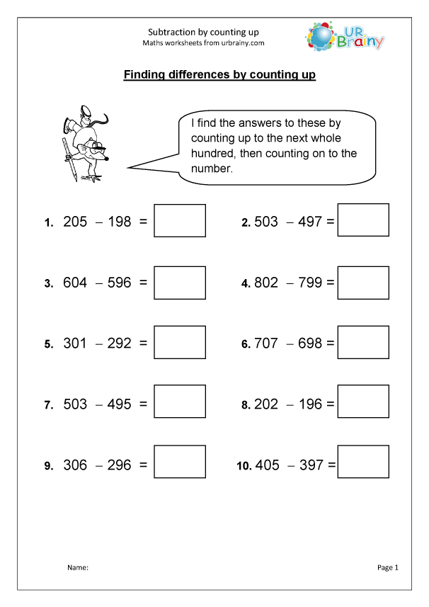 Count over the 100s boundary (1) - Subtraction Maths Worksheets for ...