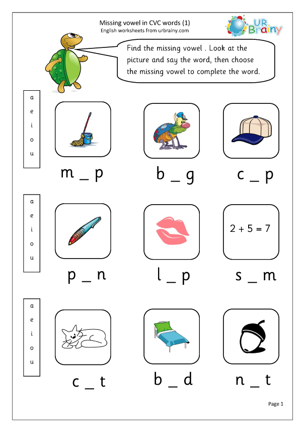 Missing Vowels in CVC Words (2) - More CVC Words and Activities by ...