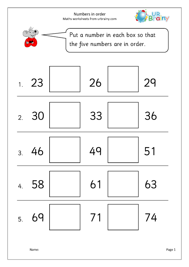 Numbers in order - Counting by URBrainy.com