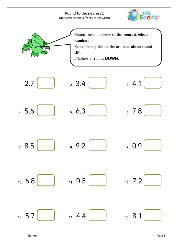 Rounding decimals to the nearest whole one - Fraction and Decimal